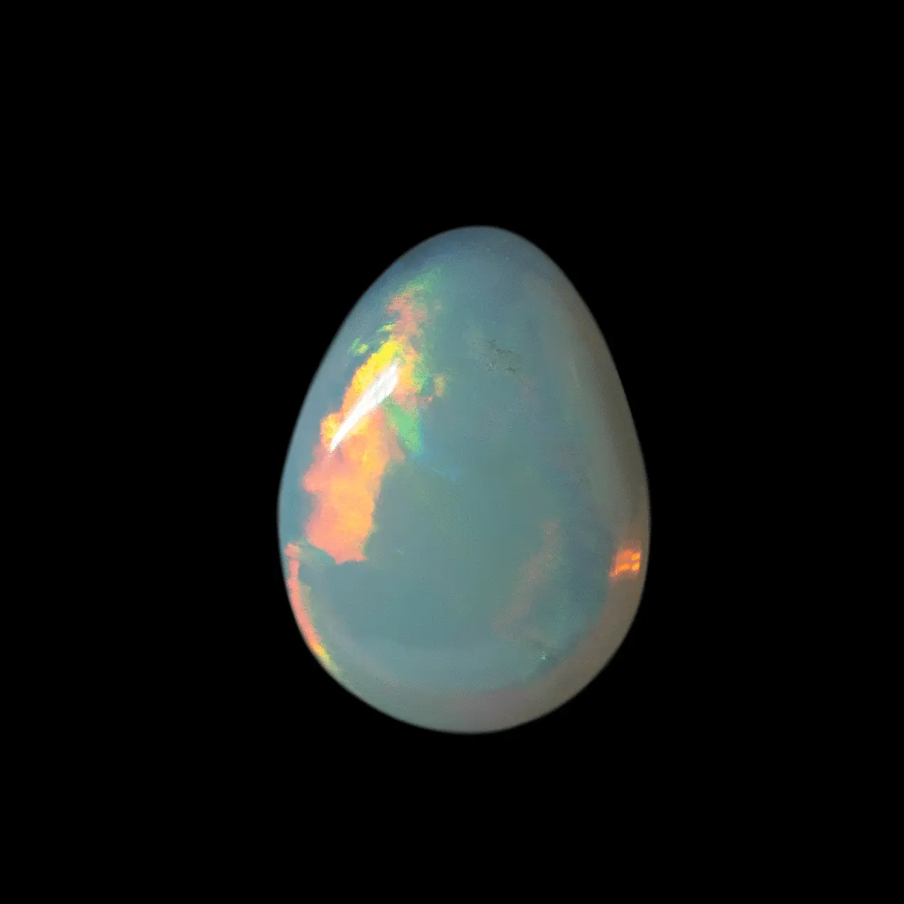 White Brazilian opal with orange and green line
