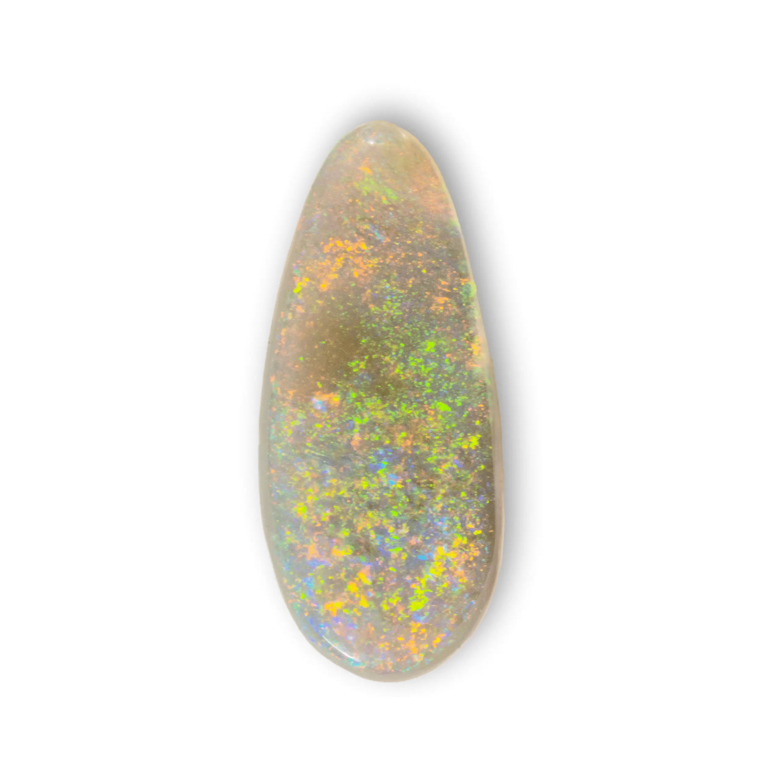 Opale sombre australienne en larme mouchetée de brillances vertes, Oranges et rouges (1,7 ct) – Image 3