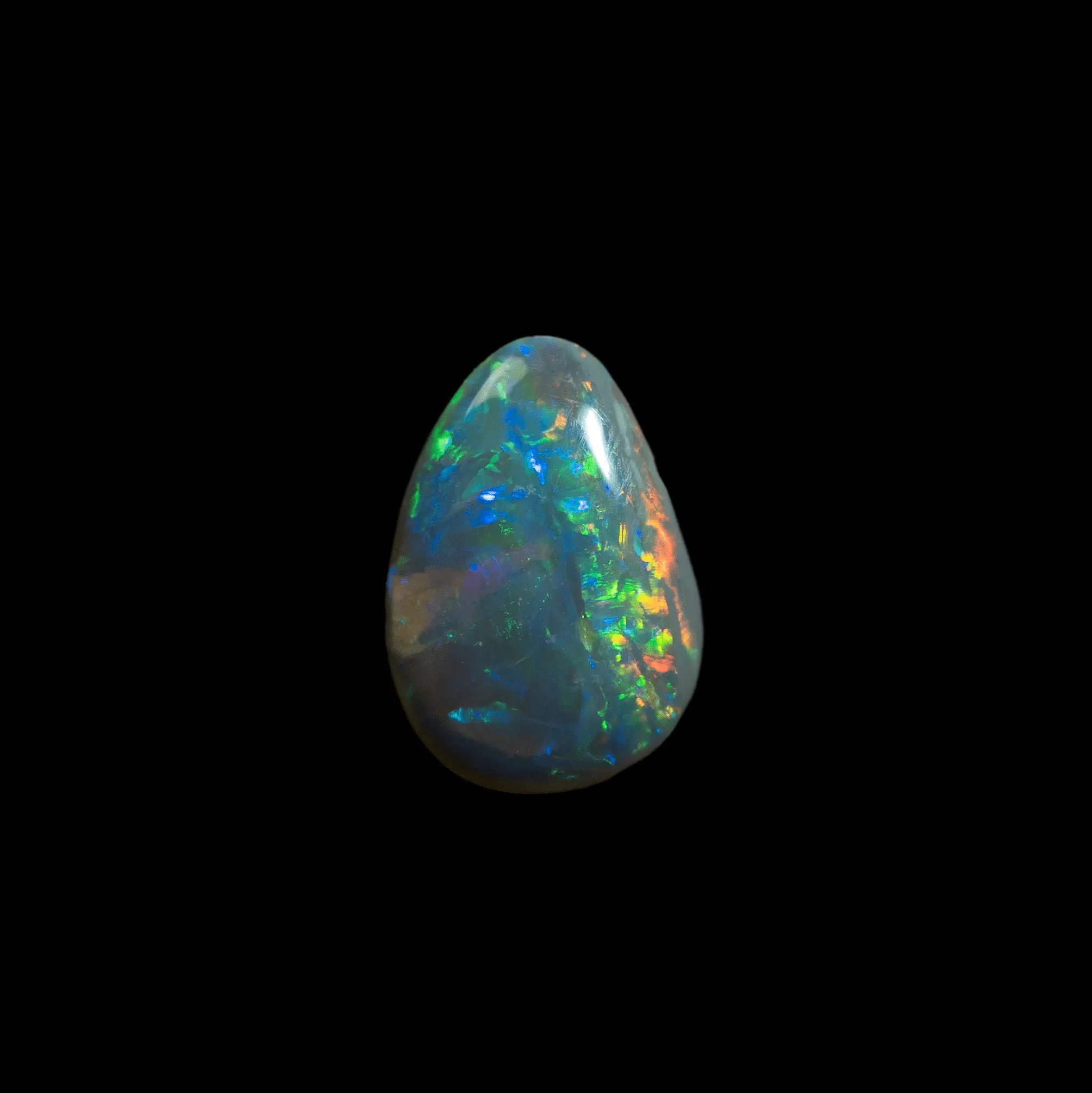 Larme d'opale de cristal sombre bleu, verte, orange et jaune (0,6 ct) – Image 3