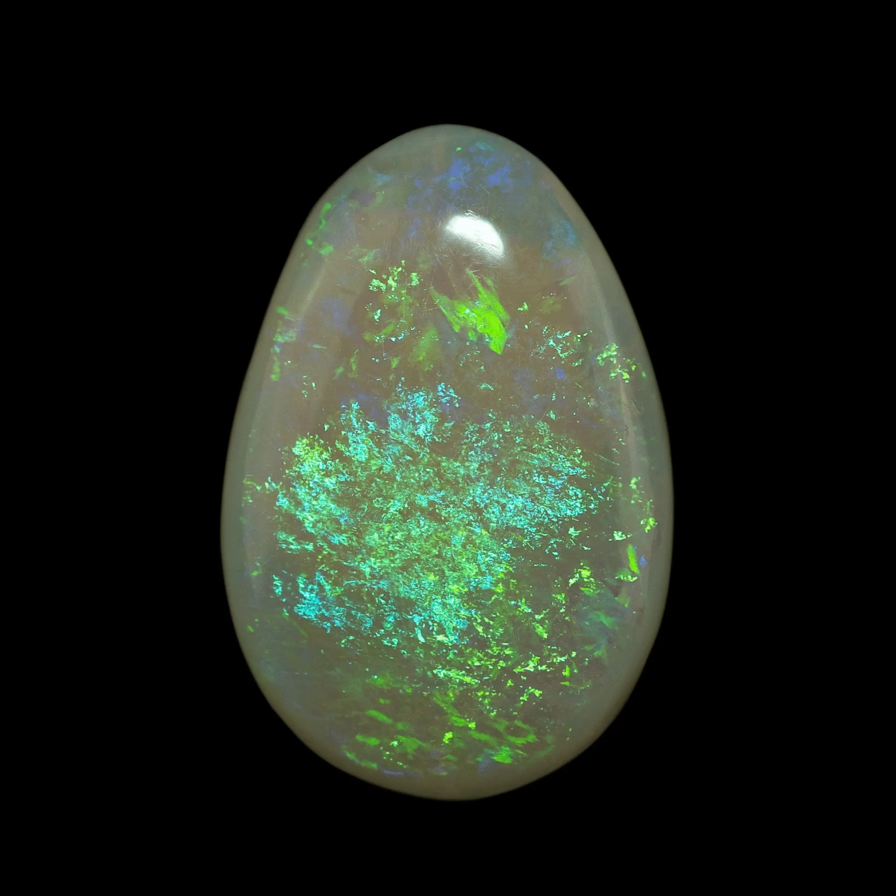 Opale blanche Australienne brillante à motif floral bleue, jaune et verte (1,6 ct) – Image 4
