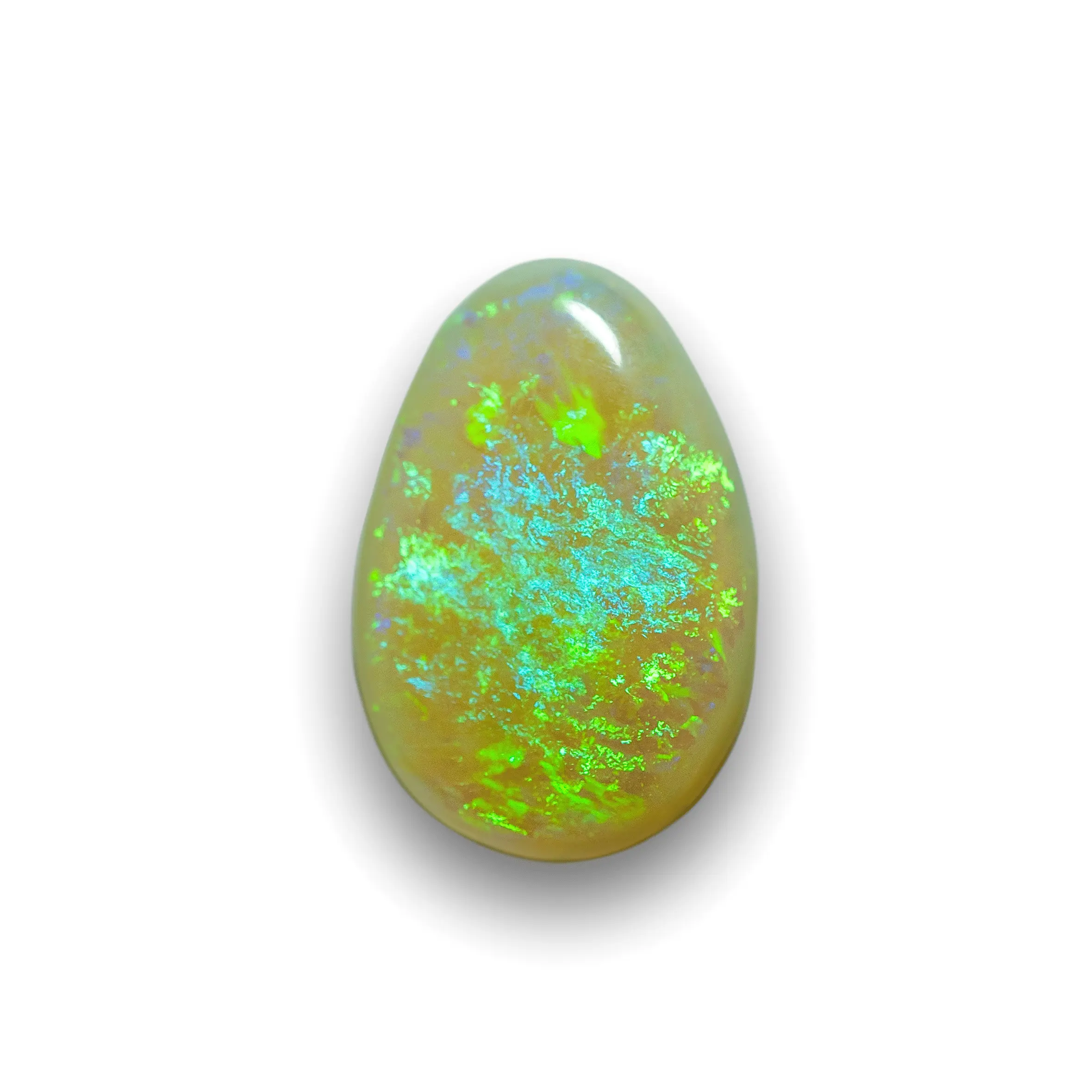 Opale blanche Australienne brillante à motif floral bleue, jaune et verte (1,6 ct) – Image 3