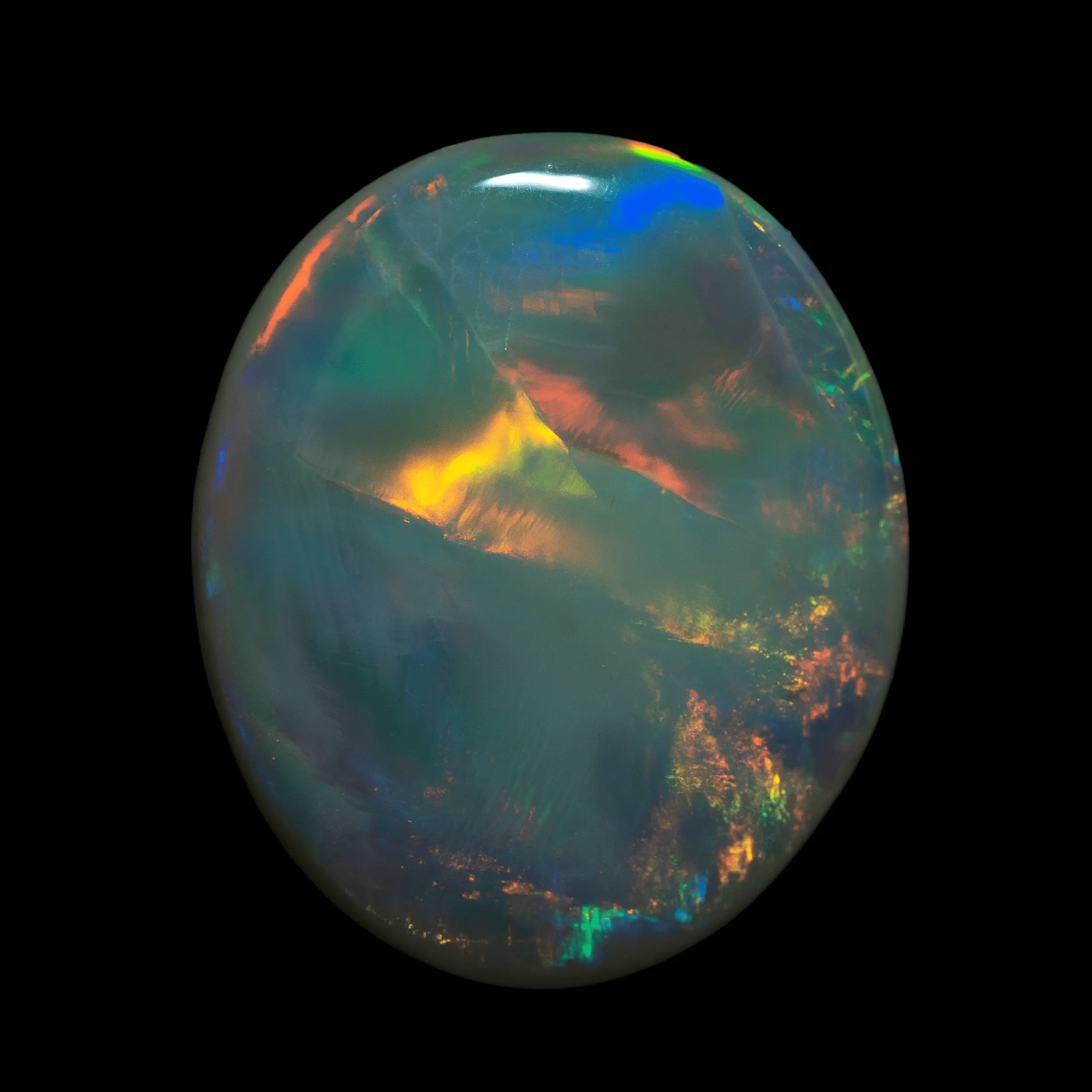 White opal with multicolored compartmentalized diffraction (3.5 cts) - Image 8