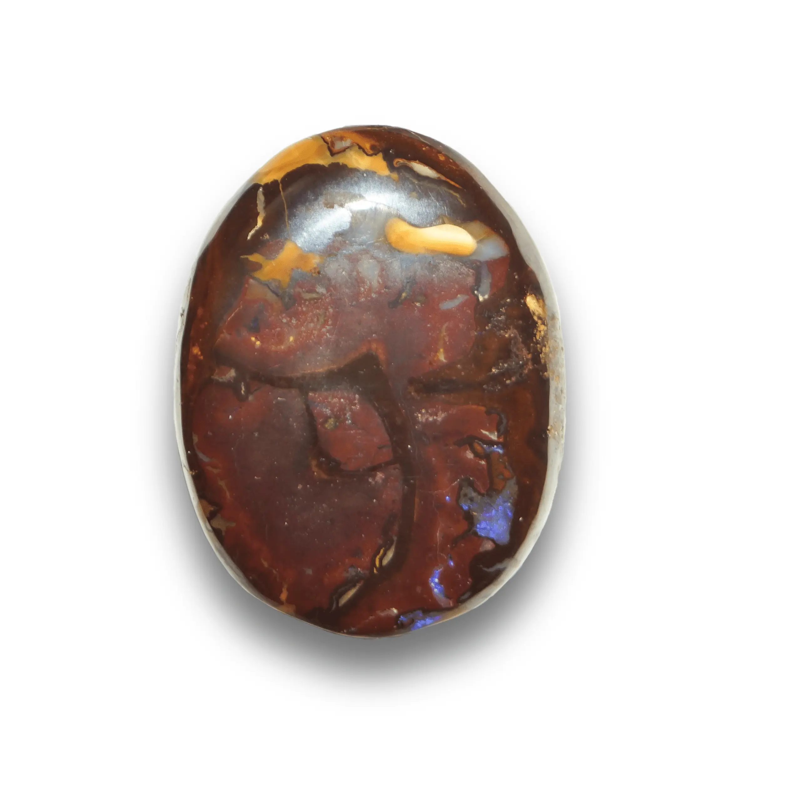Cabochon d'opale koroit décoré de jaune et violet (24,8 cts) – Image 3