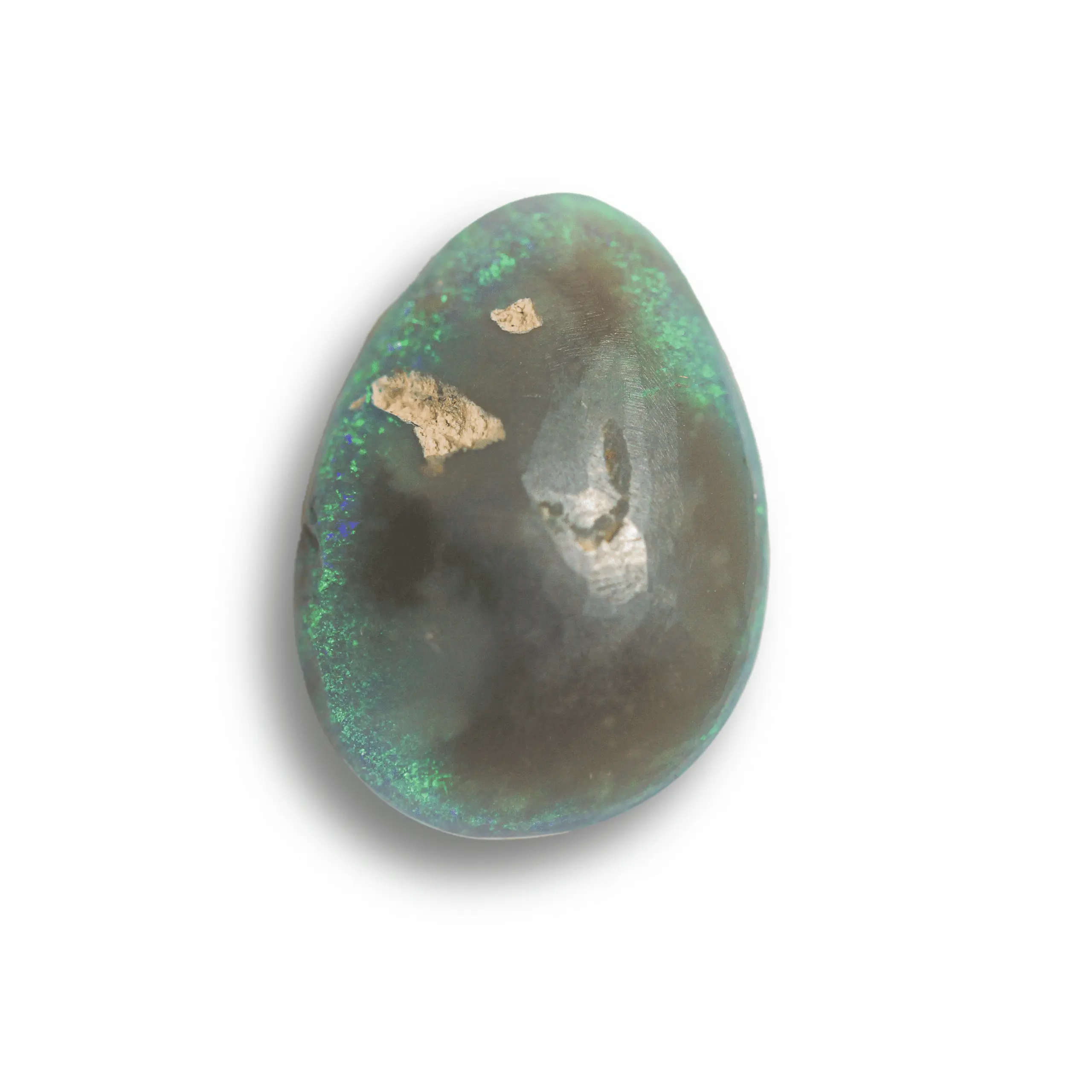 Dark almond-shaped opal with red heart surrounded by green (3.0 cts) - Image 4