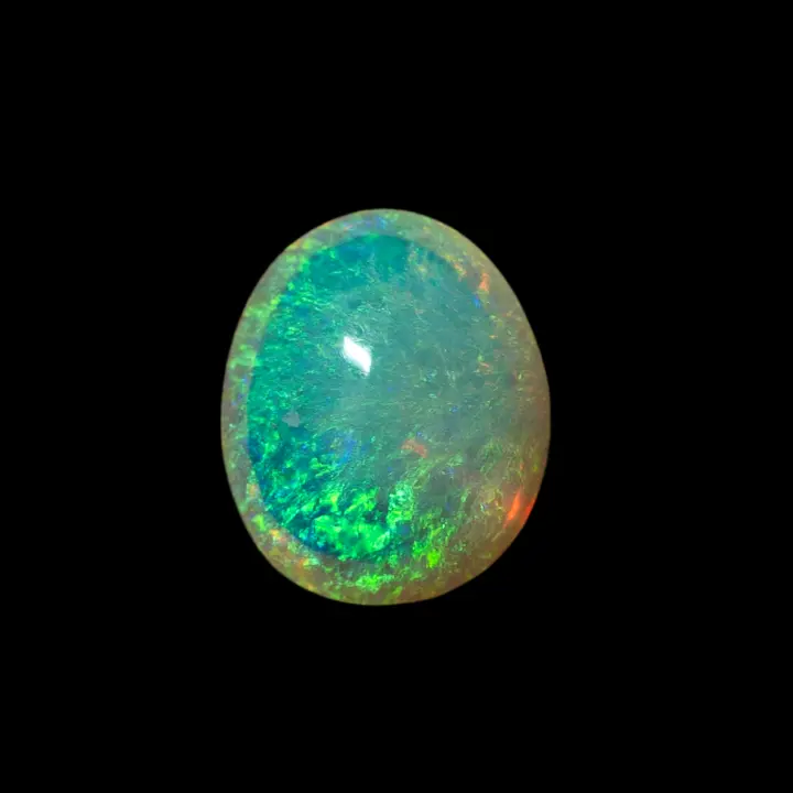 opale naturelle australienne des mines de Lightning Ridge, cabochon de 0,7 carat translucide à brillance radiale vert-jaune