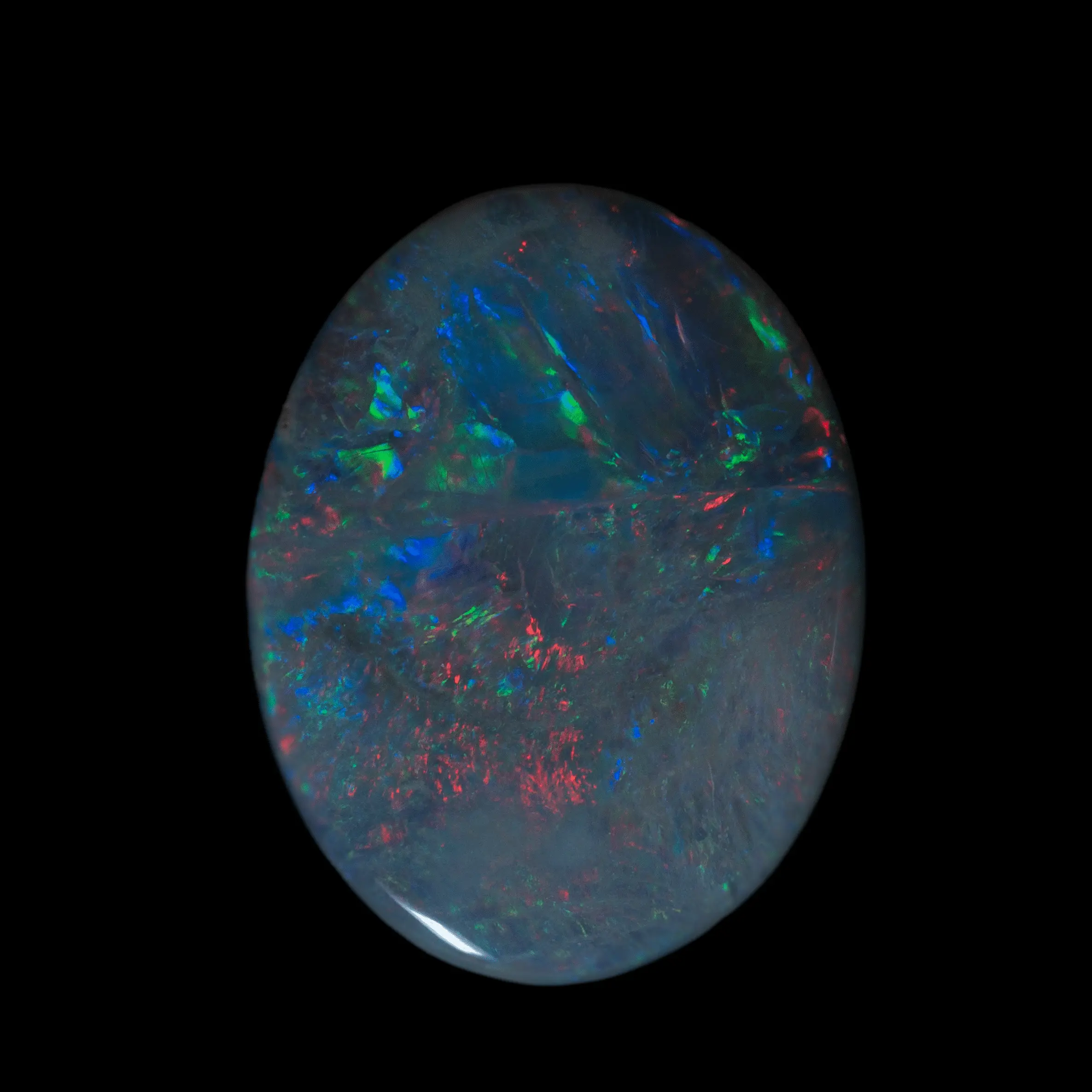 Magnifique cabochon d'opale sombre bleue, verte et rouge (5,2 cts) – Image 5