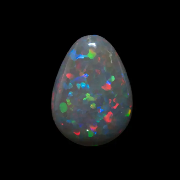 Natural Australian opal from the Lightning Ridge mines, 2.3 carat drop of a magnificent dark opal with intense pave-like brilliance and multicolor