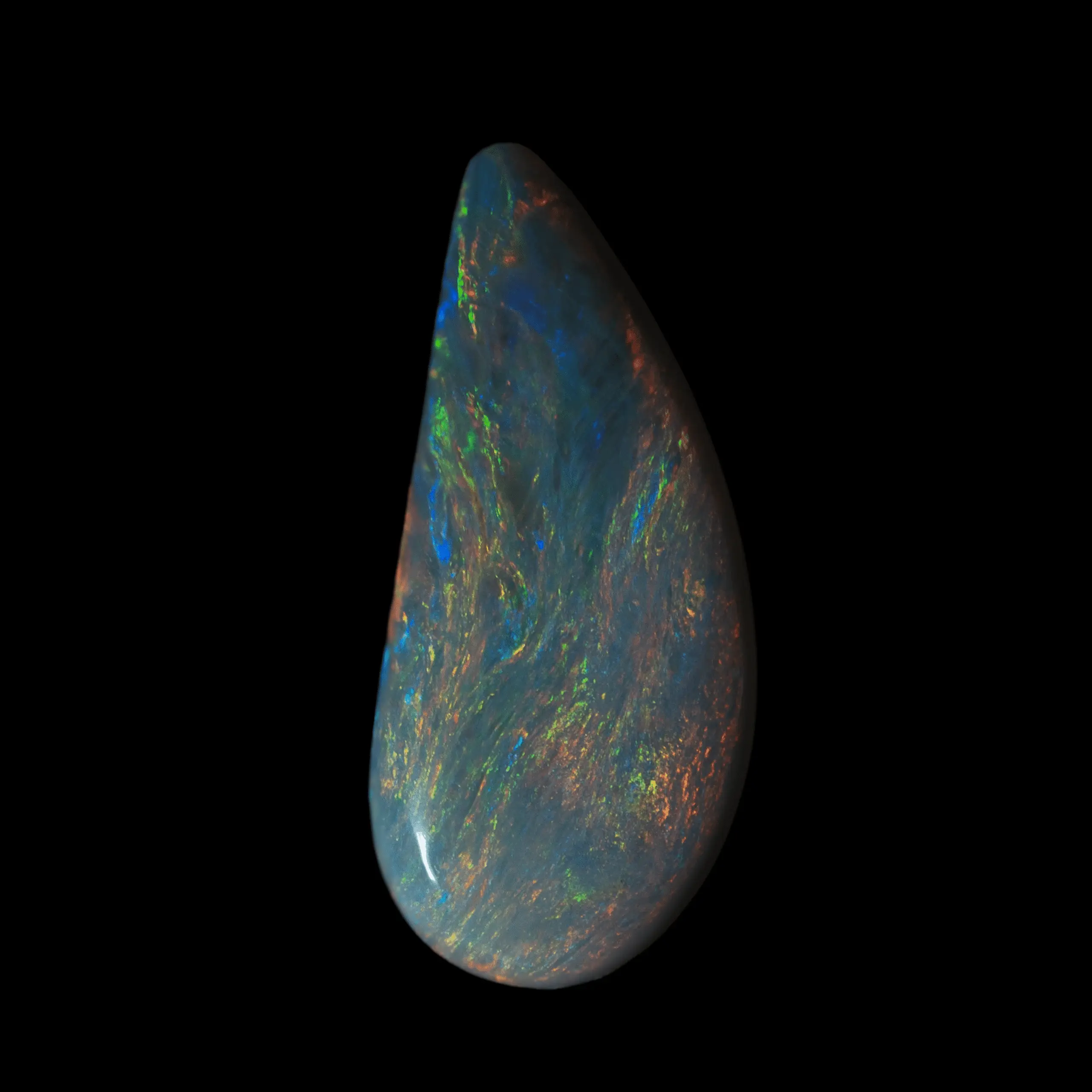 Dark opal teardrop with fine multicolored ripples (2.8 cts) - Image 3