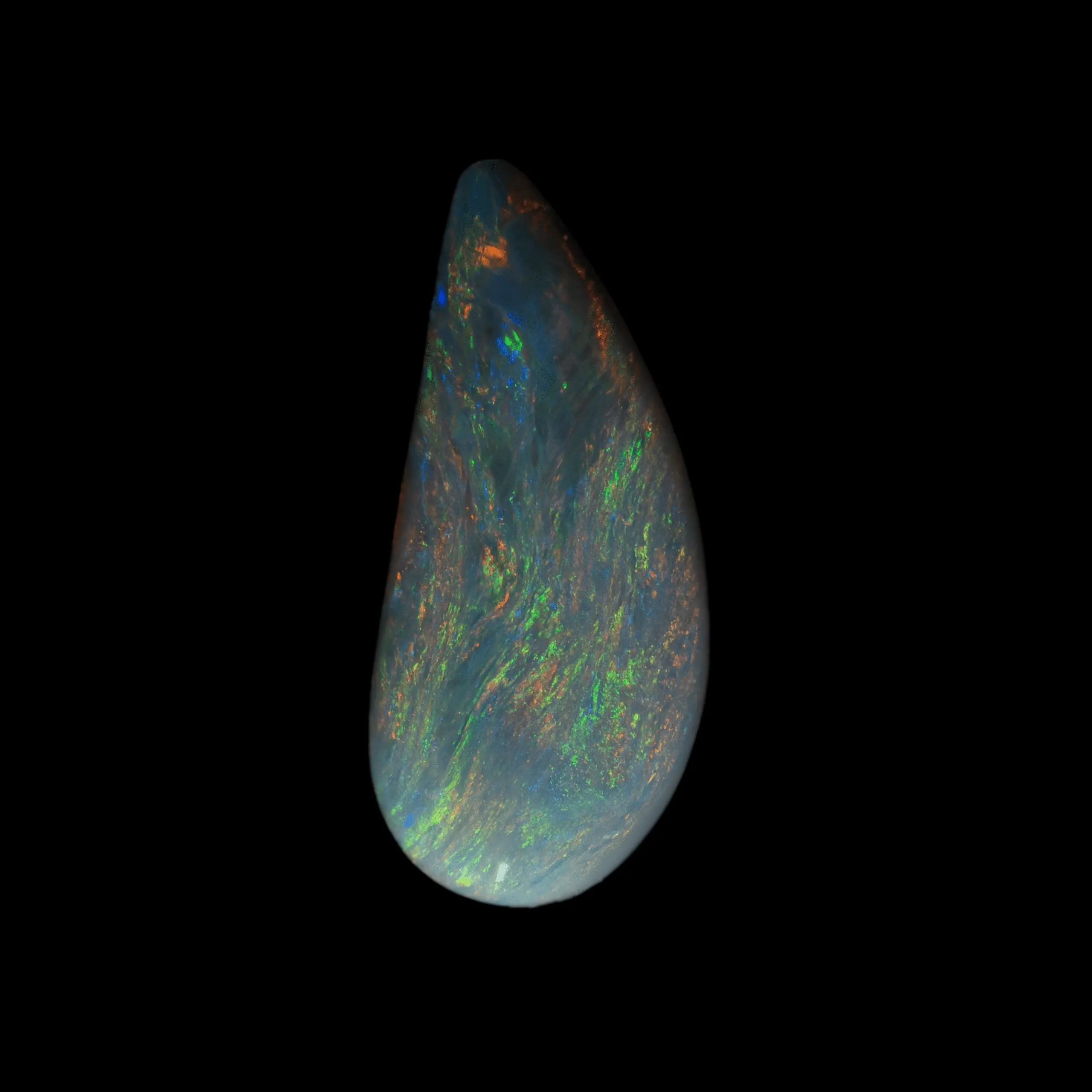 Dark opal teardrop with fine multicolored ripples (2.8 cts) - Image 4