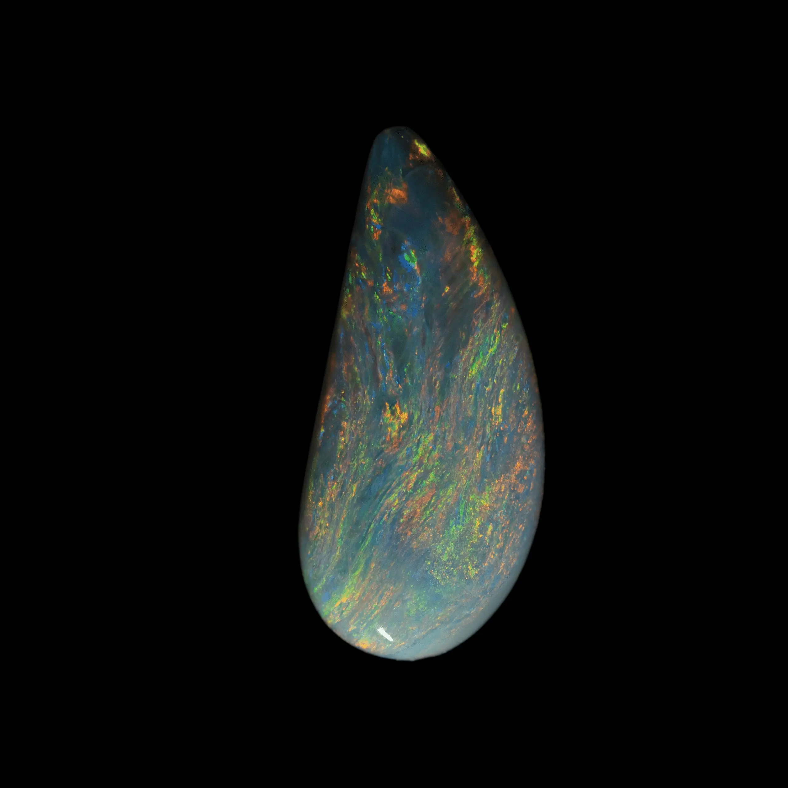 Dark opal teardrop with fine multicolored ripples (2.8 cts) - Image 5