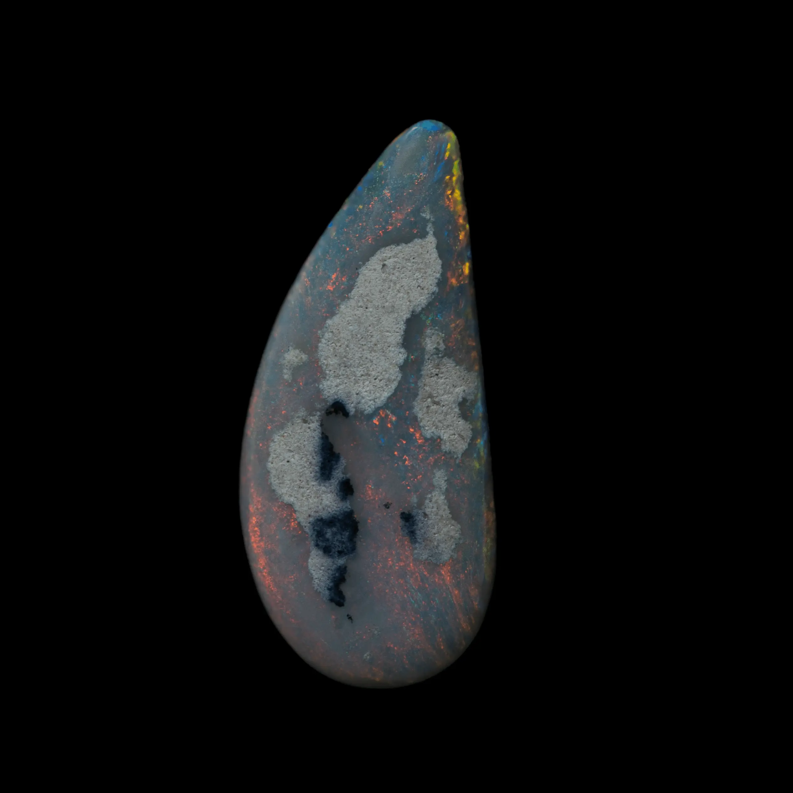 Dark opal teardrop with fine multicolored ripples (2.8 cts) - Image 6
