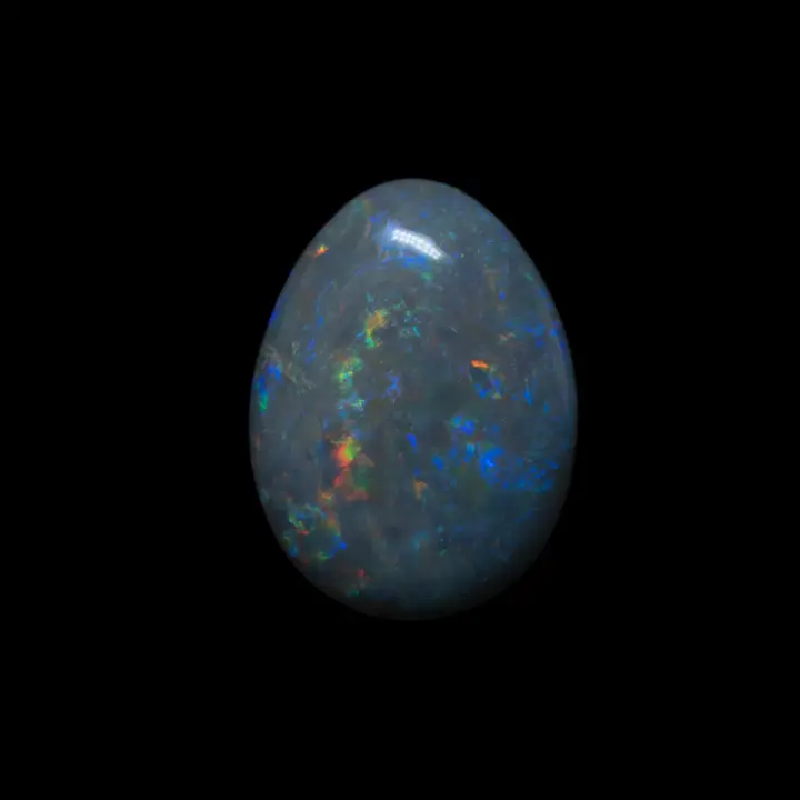Natural Australian opal from the Lightning Ridge mines, lovely multicolored dark opal cabochon of 2.3 carats