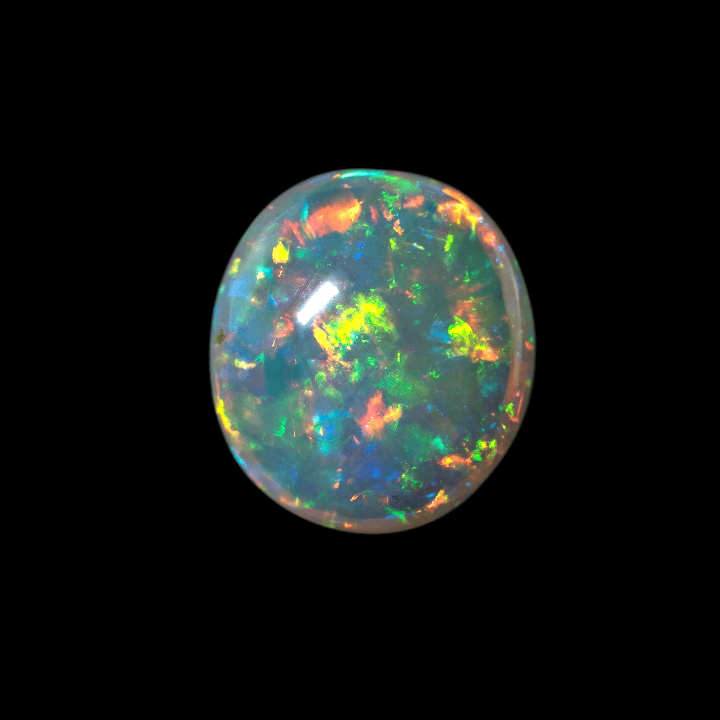 Cabochon ovale d'opale brésilienne multicolore à touche bleu électrique (1,4 ct) – Image 6