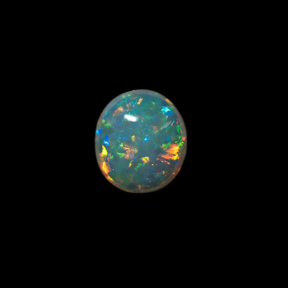 Cabochon ovale d'opale brésilienne multicolore à touche bleu électrique (1,4 ct) – Image 3
