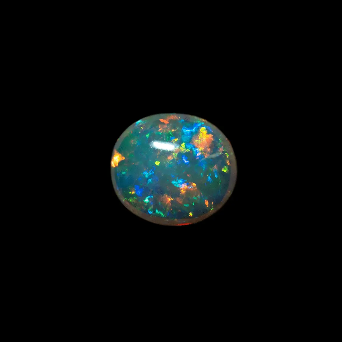 Cabochon ovale d'opale brésilienne multicolore à touche bleu électrique (1,4 ct) – Image 4