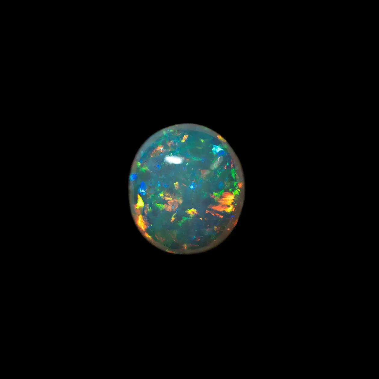 Cabochon ovale d'opale brésilienne multicolore à touche bleu électrique (1,4 ct) – Image 5