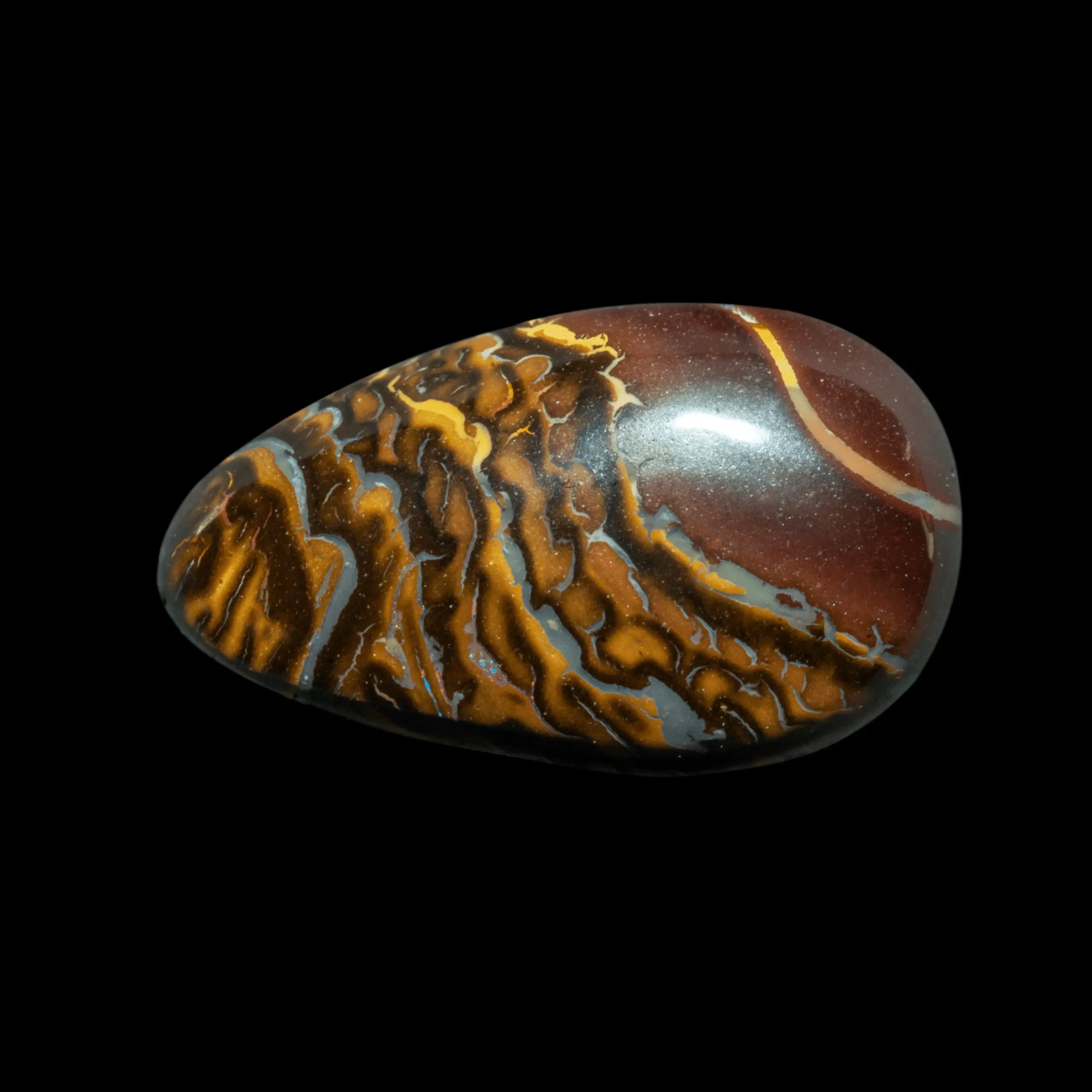 Cabochon goutte à motifs très graphiques jaunes, bruns et gris (5,8 cts) – Image 2