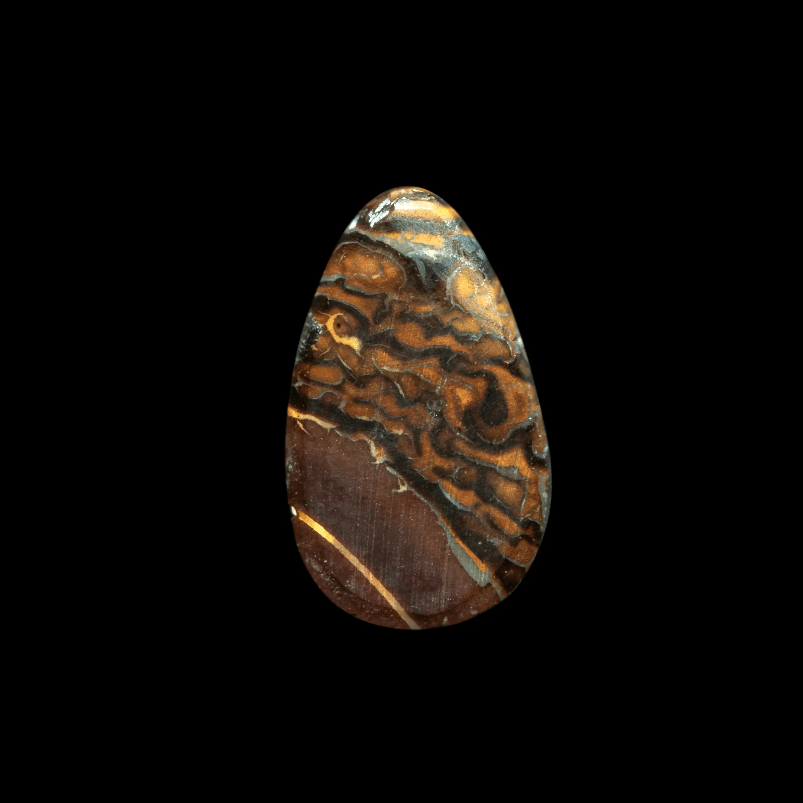 Cabochon goutte à motifs très graphiques jaunes, bruns et gris (5,8 cts) – Image 3