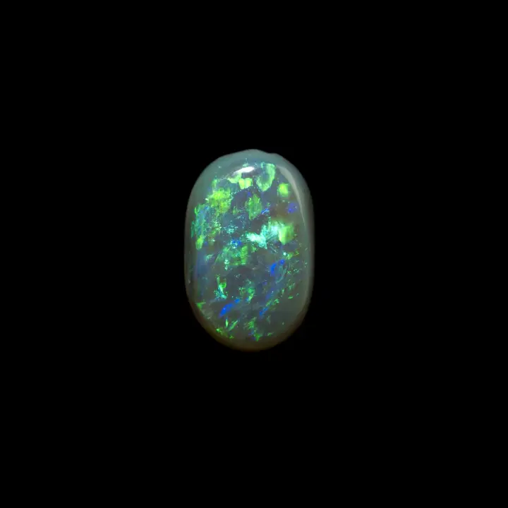 Opale naturelle australienne des mines de Lightning Ridge, ovale de cristal sombre de 0,7 carat avec de belles brillances vertes et bleues