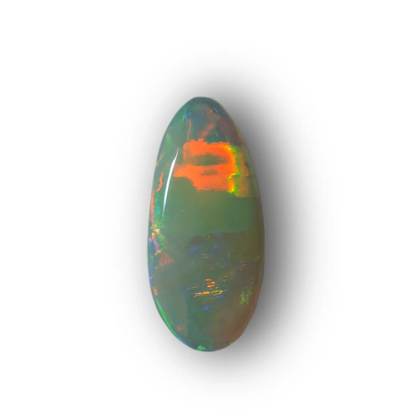 Cabochon en navette d'opale claire à compartiments très colorés et iridescents (2,7 cts) – Image 3