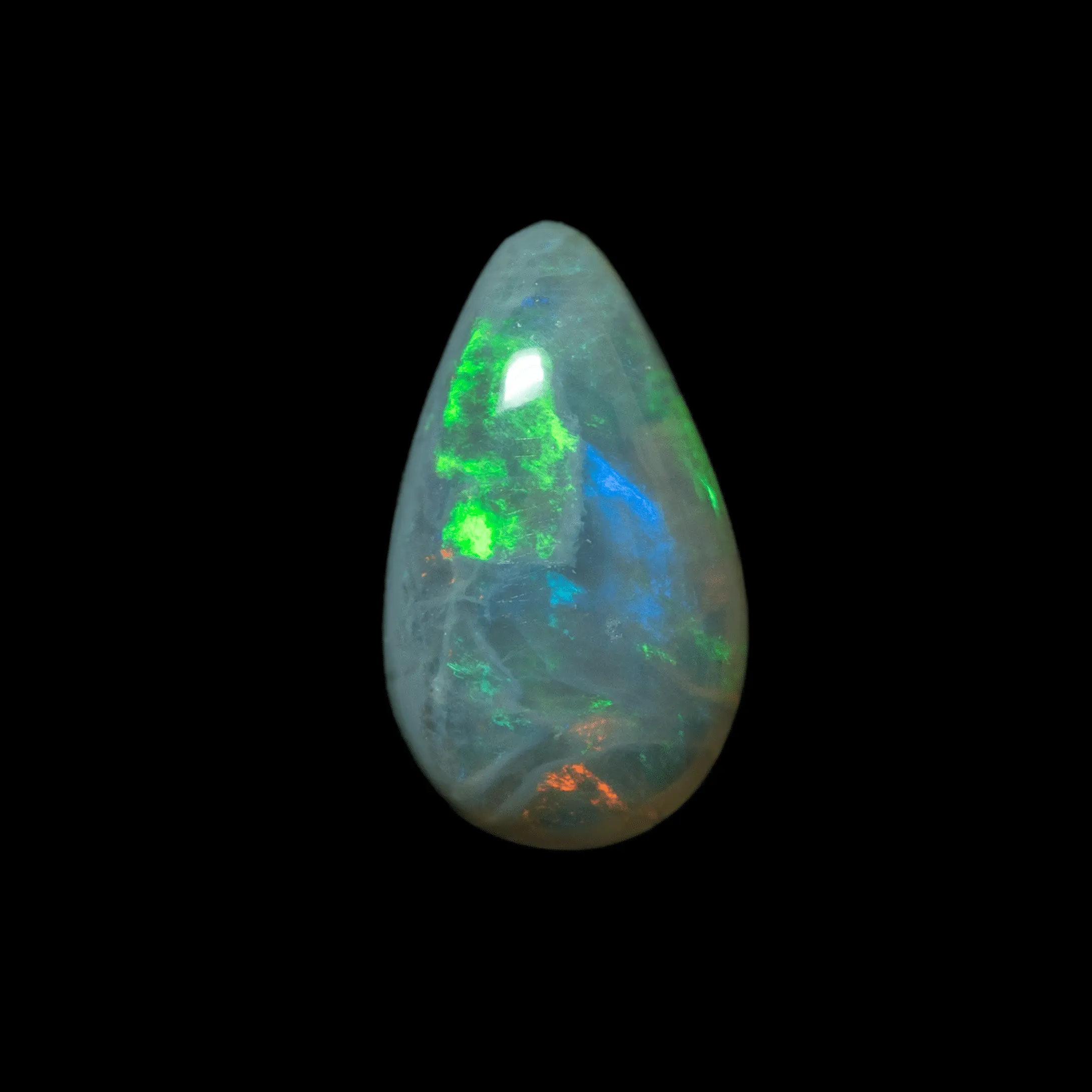 Pretty little drop of dark green-blue-orange opal (0.9 ct) - Image 3