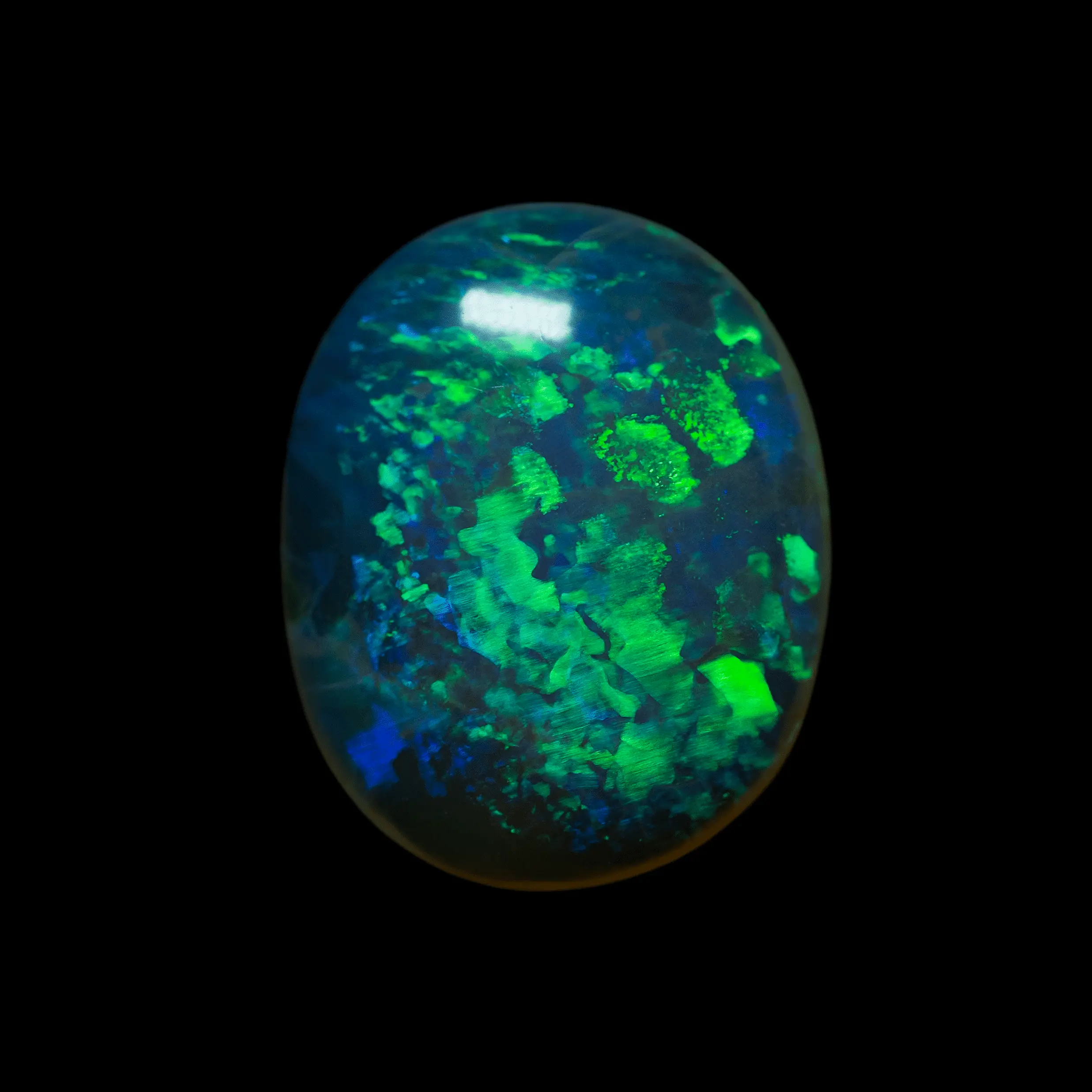 Brilliant oval clear crystal opal with intense green and blue colors (1.9 ct) - Image 4