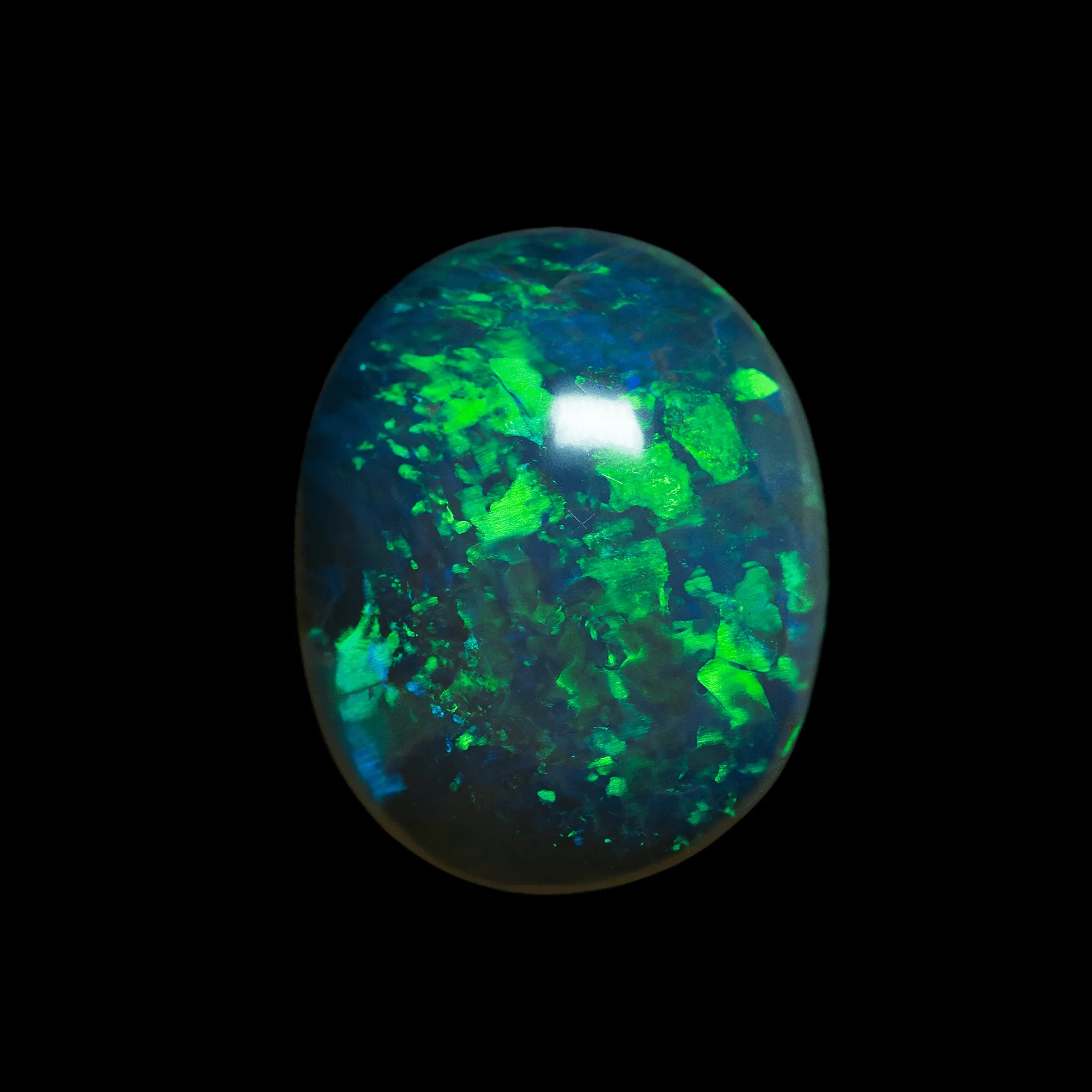 Brilliant oval clear crystal opal with intense green and blue colors (1.9 ct) - Image 5