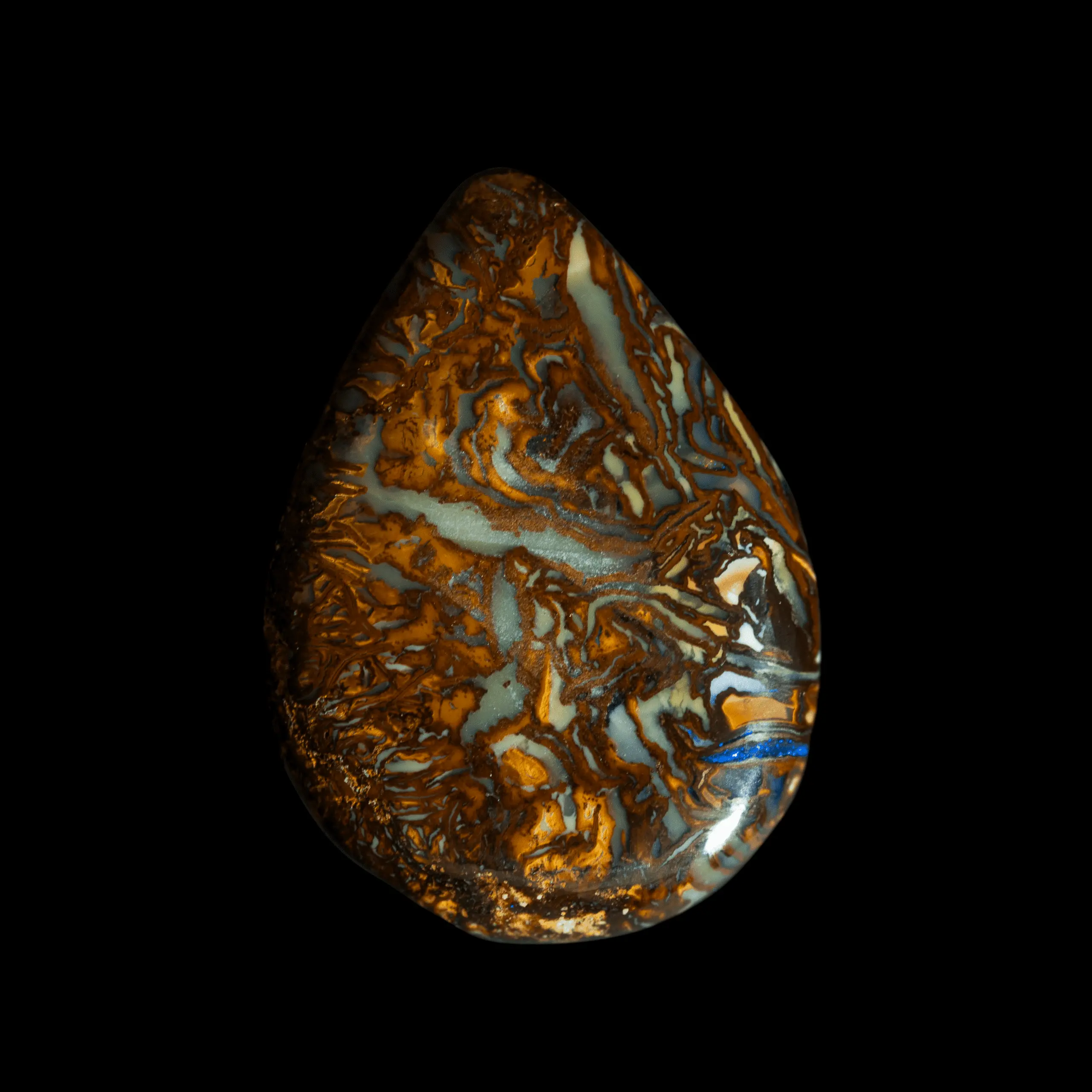 Double-sided Koroit opal with fine geometric motifs and brilliant blue eyecup (23.3 cts) - Image 4