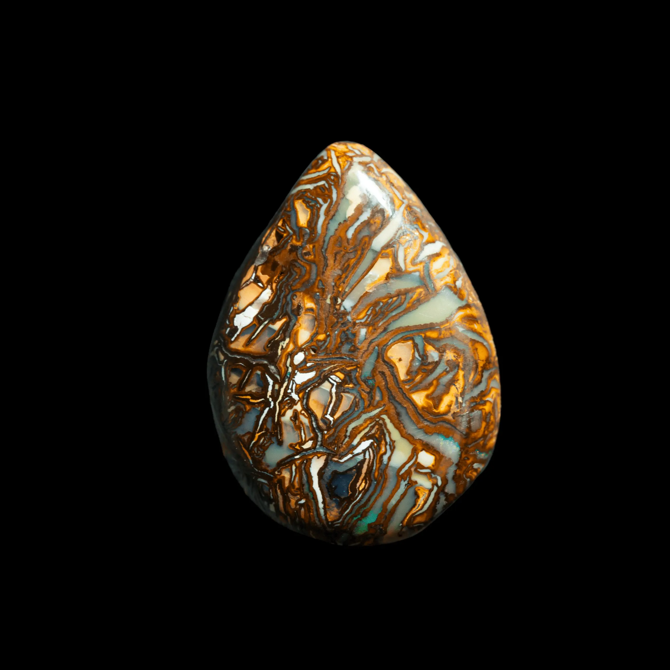 Double-sided Koroit opal with fine geometric motifs and brilliant blue eyecup (23.3 cts) - Image 5