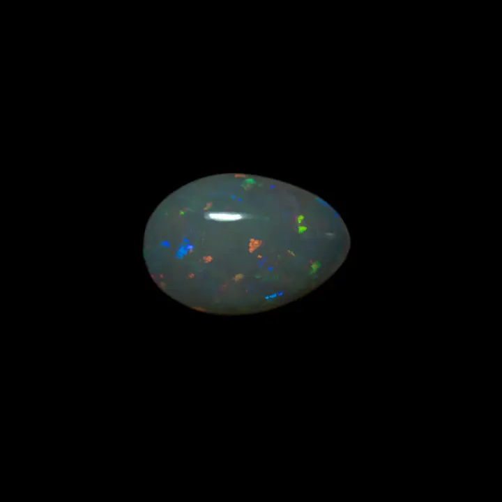 Natural Brazilian opal from the Horca mines, lovely 2.7-carat cabochon of multicolored opal polished on one side