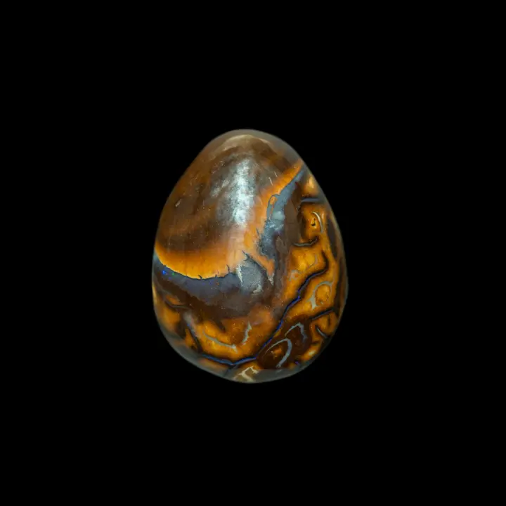 Natural Australian opal from the Koroit mines, decorative 12-carat drop with curved, contrasting lines