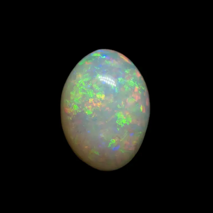 Natural Brazilian opal from the Horca mines, 0.90 carat cabochon with multicolored pinhead brilliance
