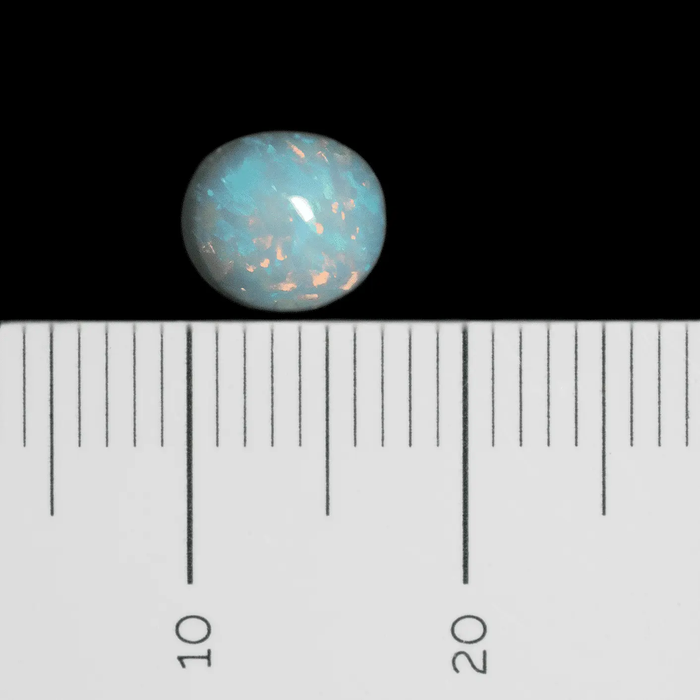 Opale blanche à coups de pinceau oranges et bleus (0,9 ct) – Image 7
