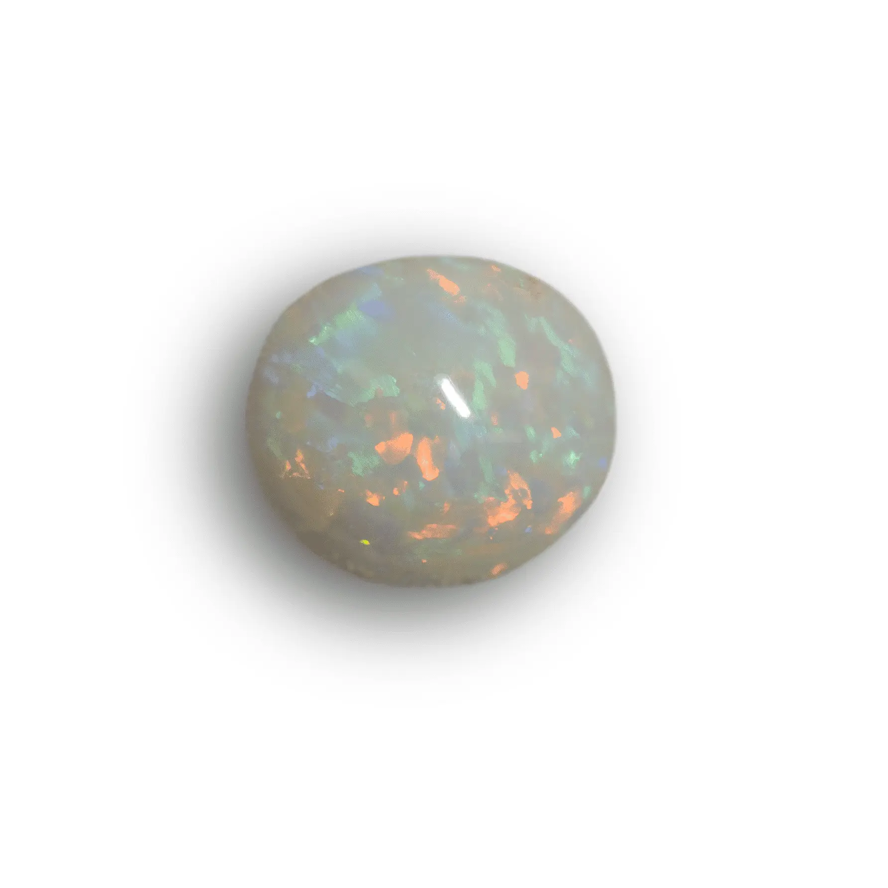 Opale blanche à coups de pinceau oranges et bleus (0,9 ct) – Image 4