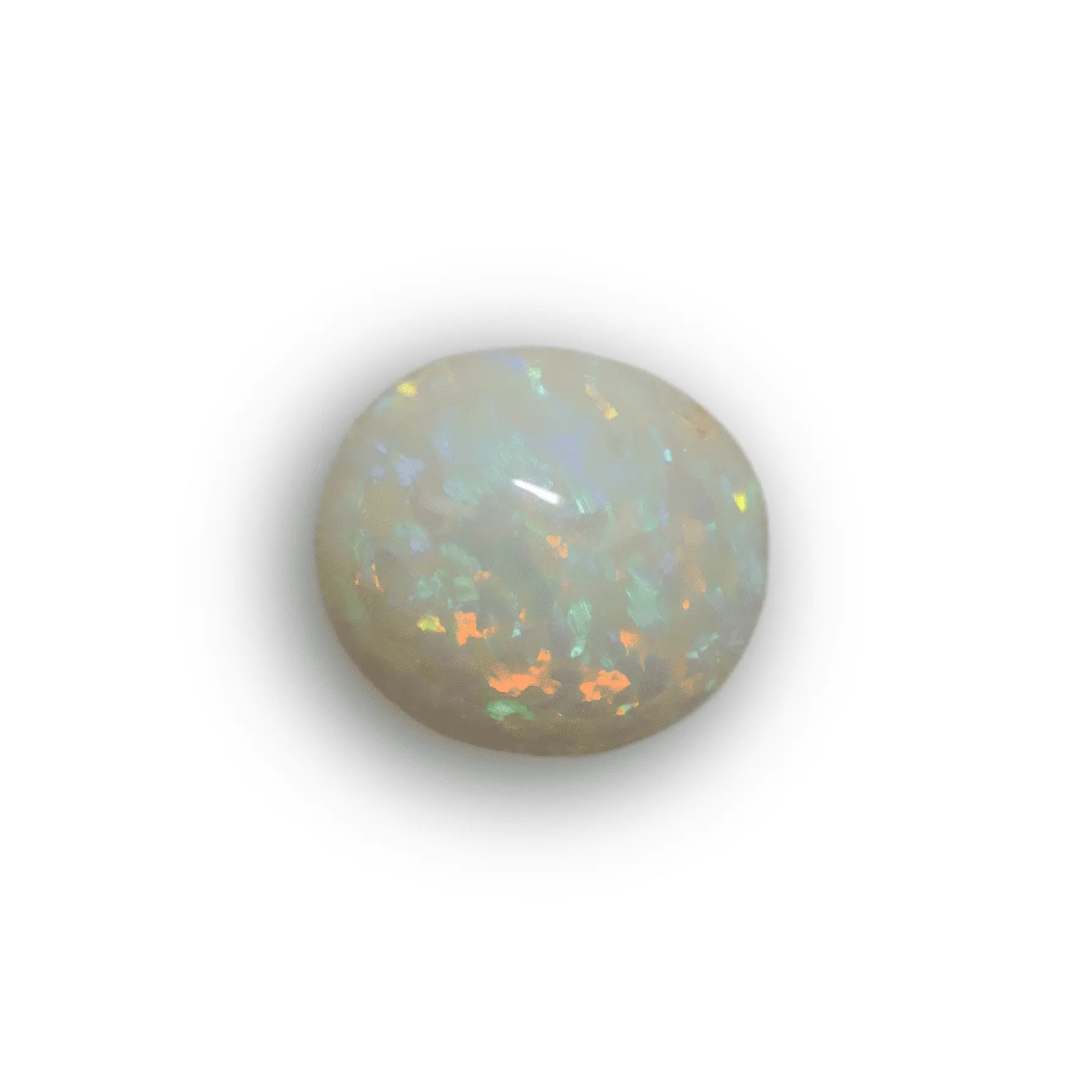 Opale blanche à coups de pinceau oranges et bleus (0,9 ct) – Image 5