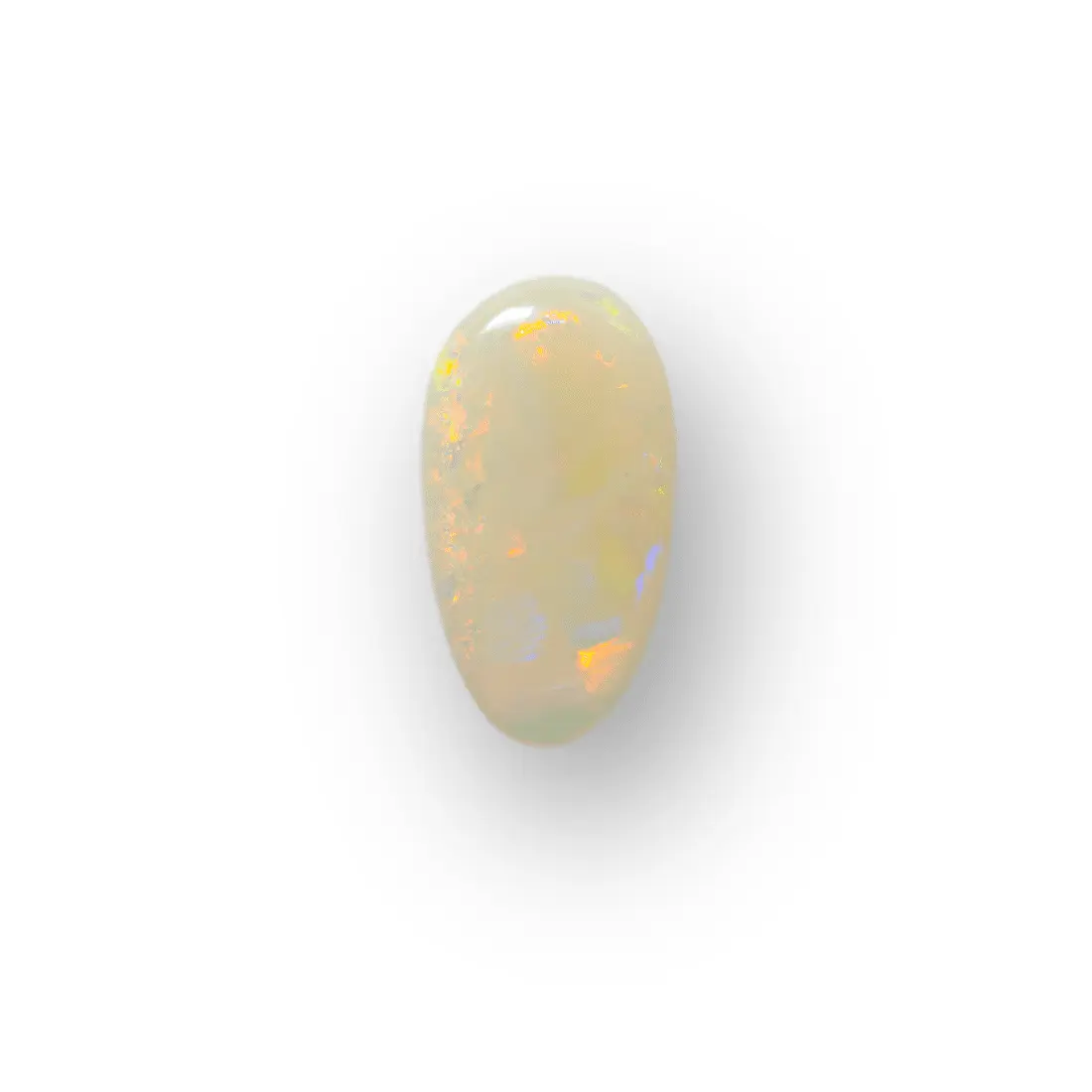 Cabochon d'opale blanche multicolore à tendance rouge-orangée (1,6 ct) – Image 3