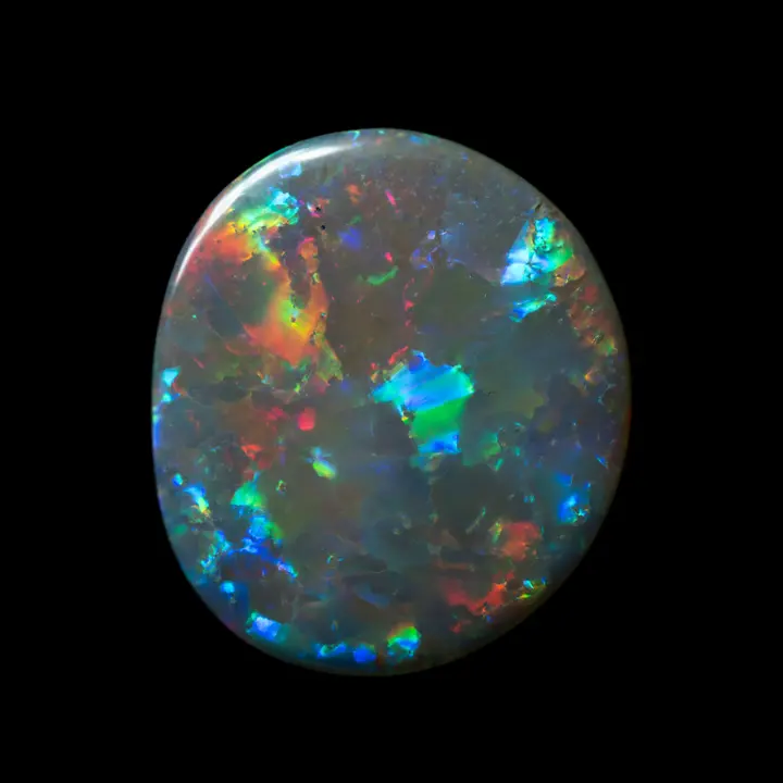 Natural Australian opal from the Lightning Ridge mines, large magnificent free form extra bright 5 carats in all colors including ultra rare magenta