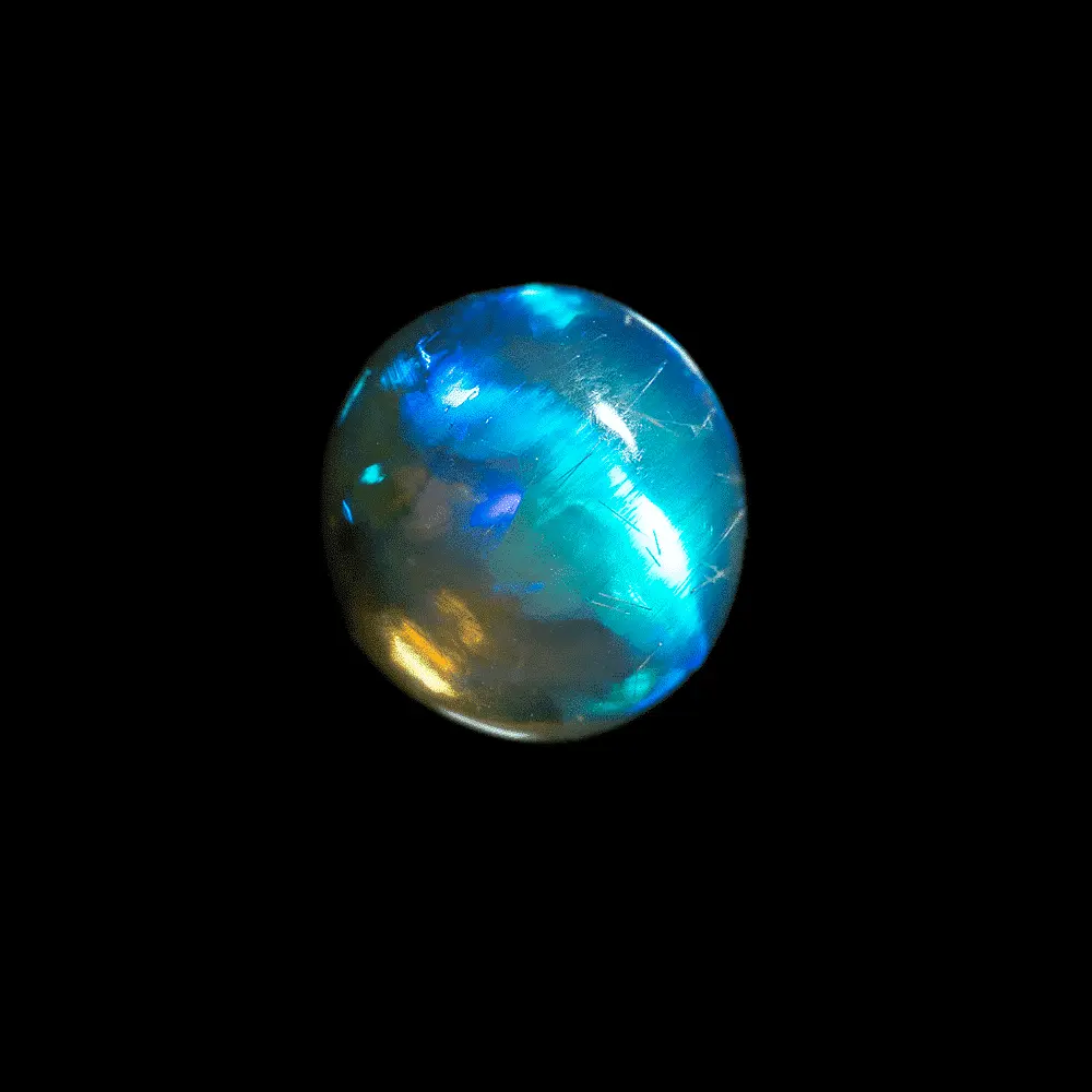 Very crystalline dark opal cabochon illuminated by large electric blue, green and violet flashes (2.0 cts) - Image 3