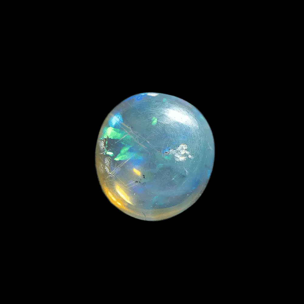 Very crystalline dark opal cabochon illuminated by large electric blue, green and violet flashes (2.0 cts) - Image 4