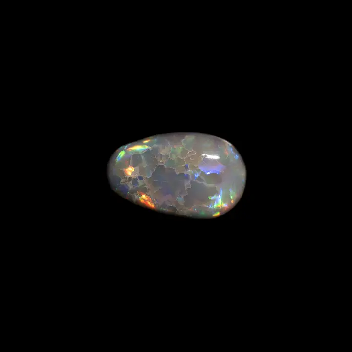 Dark Australian Natural Opal from the Lightning Ridge Mines, Original 1.1 Carat Cabochon with Fragmented and Multicolored Organization