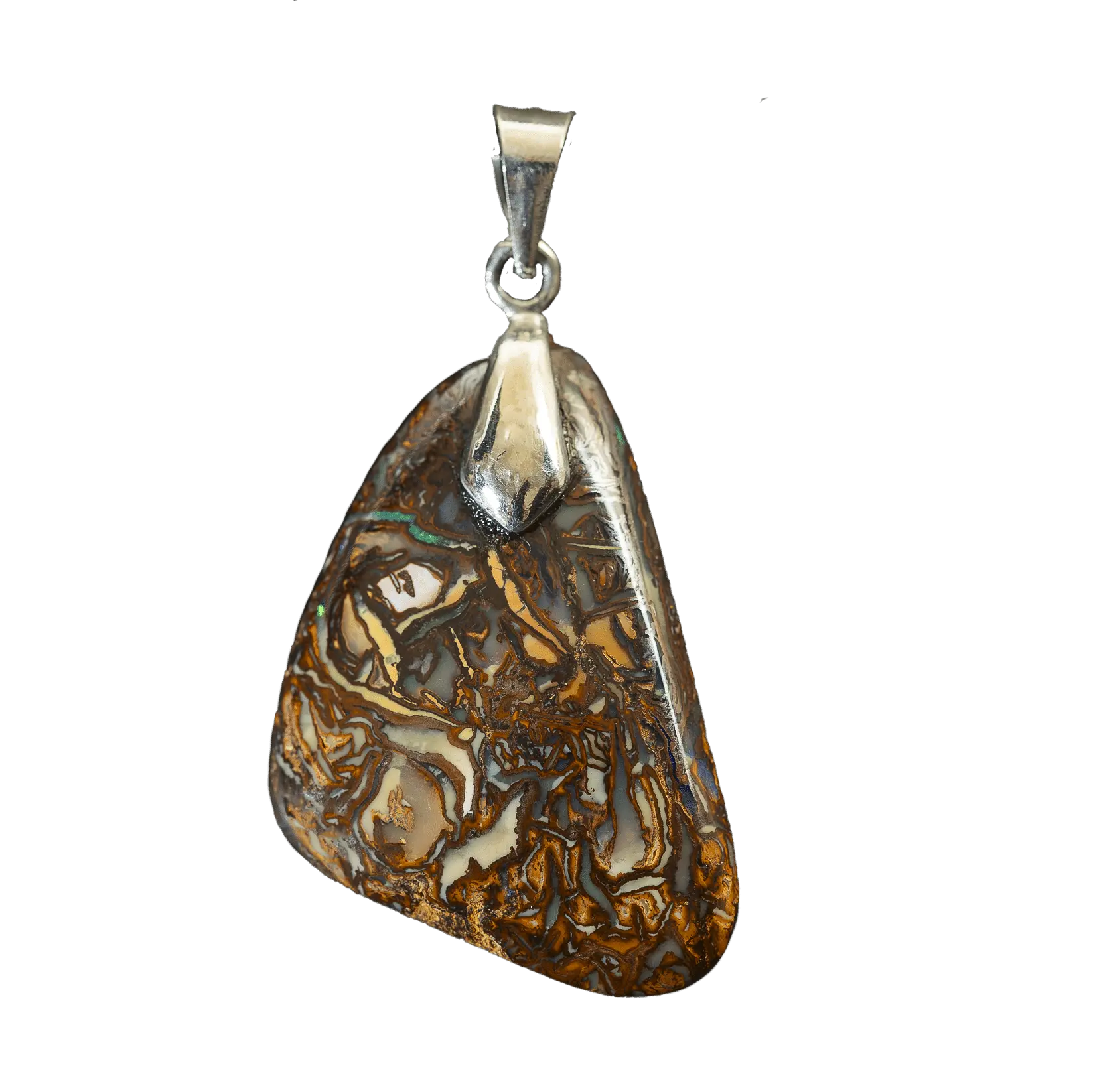 Pendentif d'opale Koroit à œil blanc et dessins colorés – Image 4